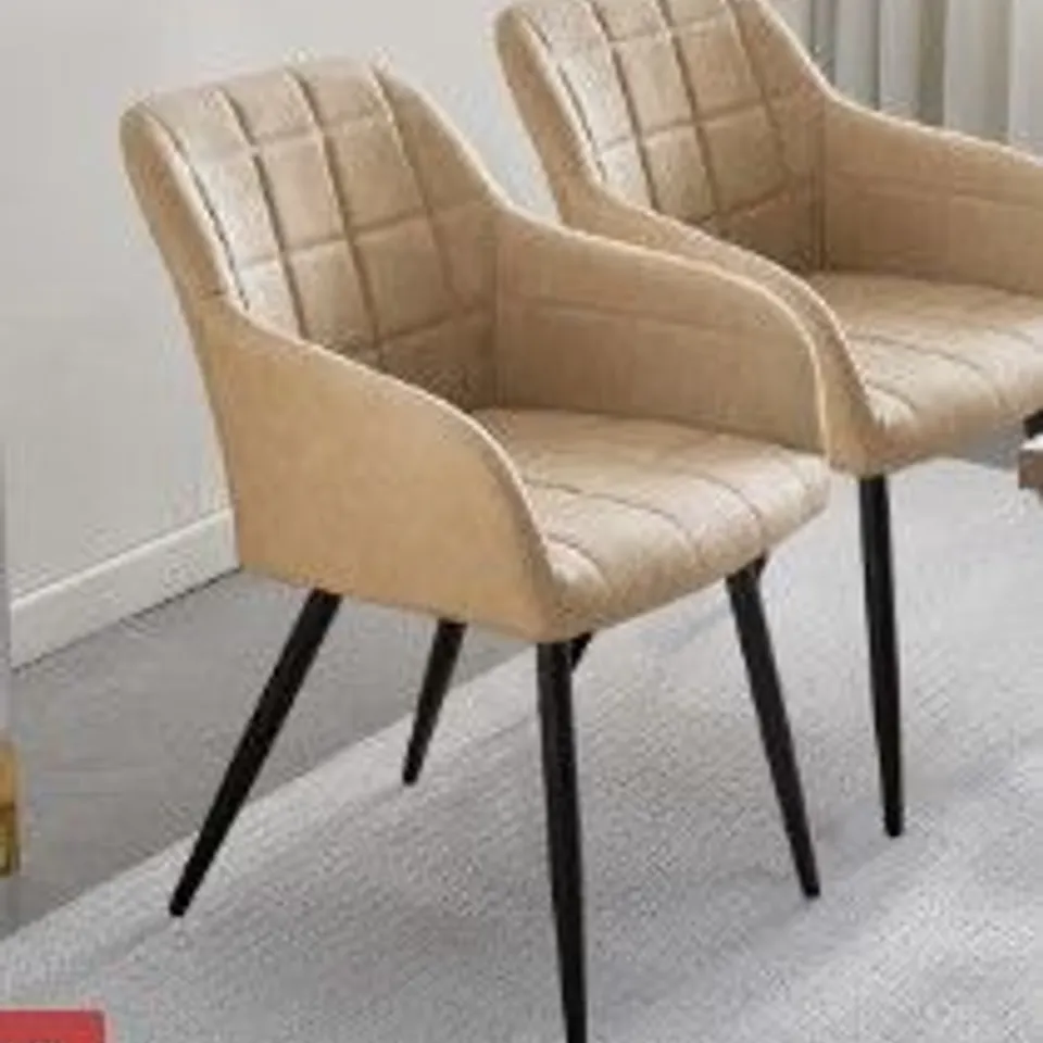 BOXED BLOOR SET OF TWO LIGHT GREY FAUX LEATHER DINING CHAIRS