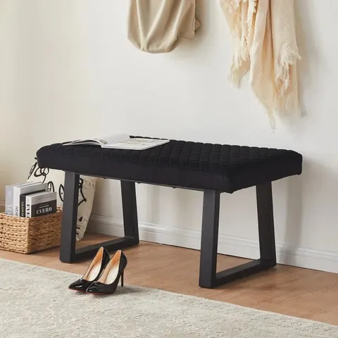 BOXED ISEBRAND VELVET UPHOLSTERED BENCH - BLACK (1 BOX)