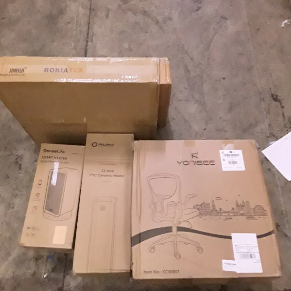 PALLET OF ASSORTED PRODUCTS TO INCLUDE; VONISEE OFFICE CHAIR - 23 INCH CERAMIC HEATER - SMART HEATER ECT 