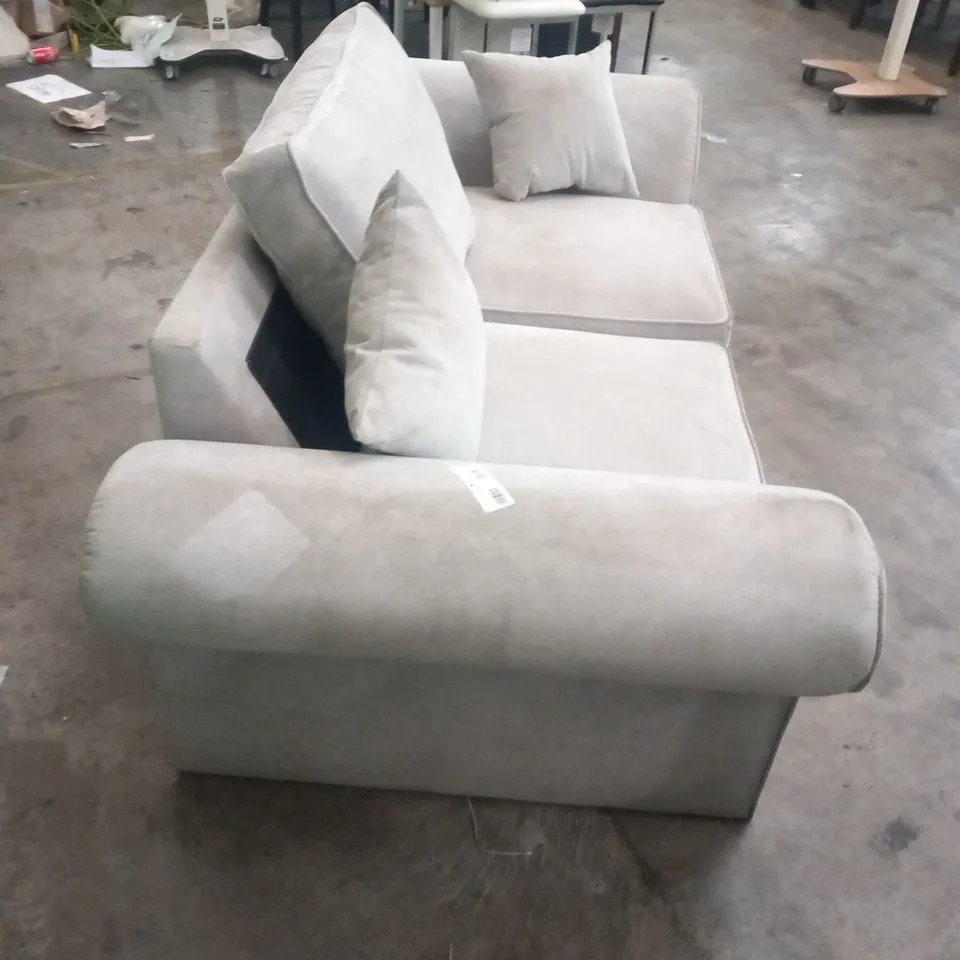 DESIGNER BEIGE FABRIC TWO SEATER SOFA