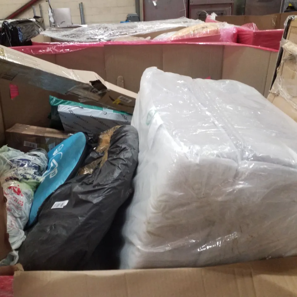 PALLET CONTAINING ASSORTED PRODUCTS INCLUDING STRETCHED CANVAS 80×100CM, ROLLER BLIND, TOILET SEAT, HIKING WALKING STICK & POP UP TENT