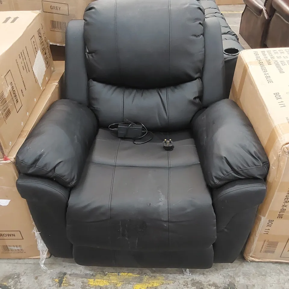 DESIGNER BLACK FAUX LEATHER ELECTRIC RECLINER CHAIR