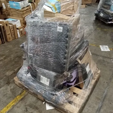 PALLET OF ASSORTED HOUSEHOLD GOODS AND PRODUCTS TO INCLUDE; SUITCASES, PARASOL BASE, GYM MATS ETC