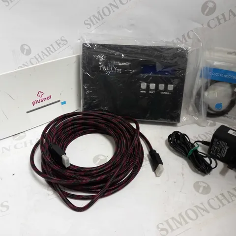 LOT OF 10 ASSORTED ELECTRICAL ITEMS, TO INCLUDE ROUTERS, HDMI CABLE, AC ADAPTER, ETC