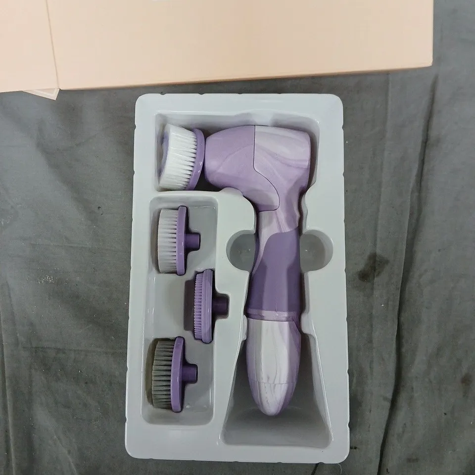 BLUSHLY FACIAL CLEANSING BRUSH SET WITH 4 ATTACHMENTS - PURPLE MARBLED