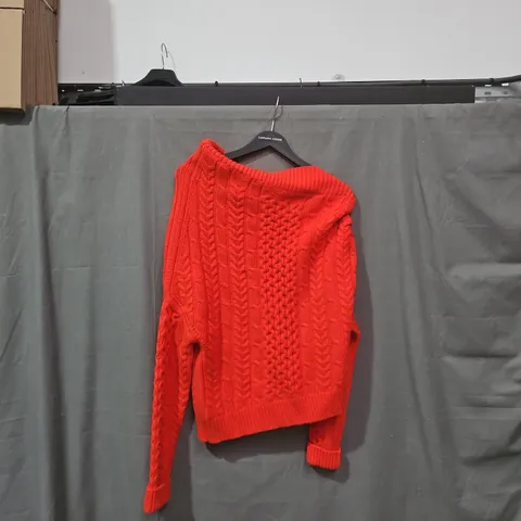 RED CABLE-KNIT JUMPER SIZE 8