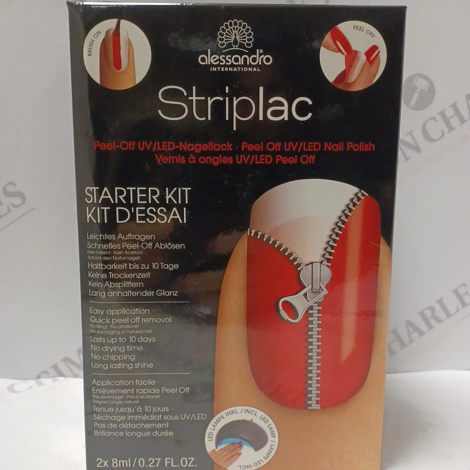 BOX OF APPROX 15 ALESSANDRO STRIPLAC PEEL OFF UV NAIL POLISH STARTER KITS 