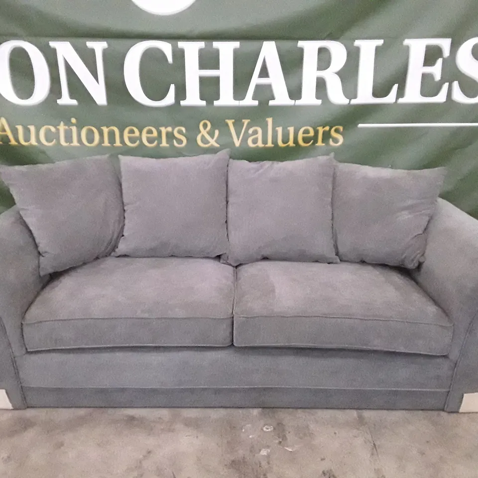 QUALITY DESIGNER DURY 3 SEATER SOFA - GREY FABRIC 