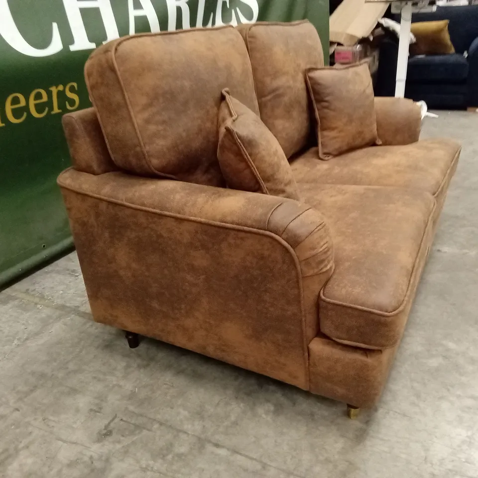 ROSALIND WHEELER CRYSTIL 2 SEATER UPHOLSTERED COMPACT SOFA - BROWN RRP £999