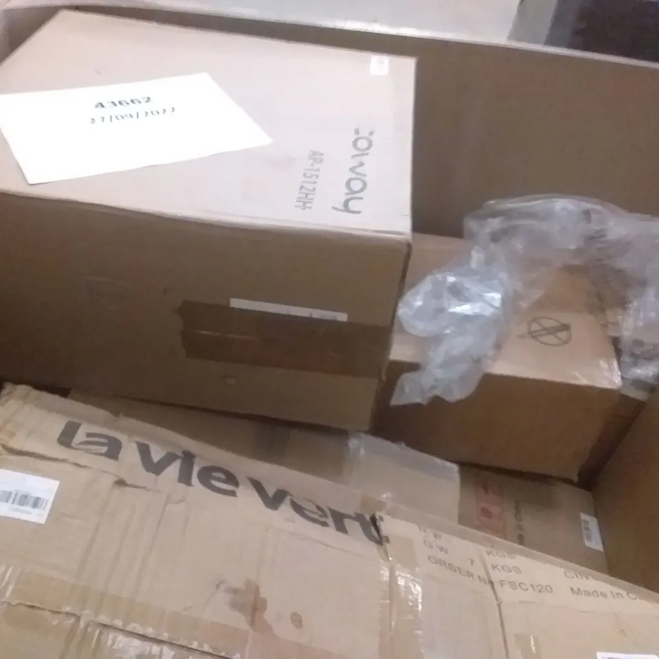 PALLET OF ASSORTED ITEMS INCLUDING MYLEK TOWEL PANEL HEATER, WOLFWISE, HELIX CUTTING MAT, COWAY, LAVIEVERT