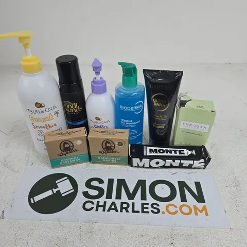 APPROXIMATELY 15 ASSORTED HEALTH & BEAUTY PRODUCTS TO INCLUDE BONDI SANDS SELF TANNING FOAM DARK, BIODERMA PURIFYING CLEANSING FOAM GEL, MONTE HAIR TEXTURISING, ETC - COLLECTION ONLY