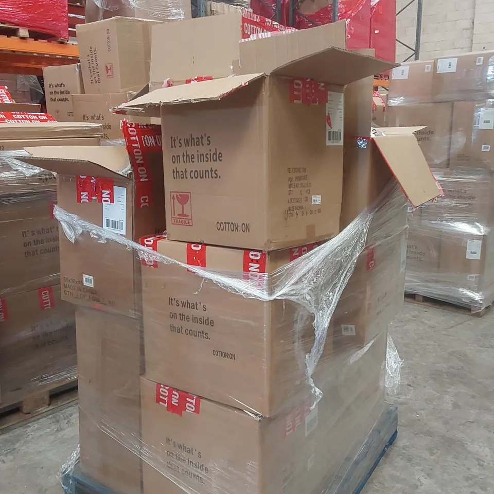 PALLET CONTAINING A VERY LARGE QUANTITY OF BRAND NEW ASSORTED CLOTHING INCLUDING: BABY TRACK PANTS, JUMPERS, SWEATPANTS, BIKINI TOPS, T-SHIRTS, BOXY OVERSHIRTS, JACKETS ECT
