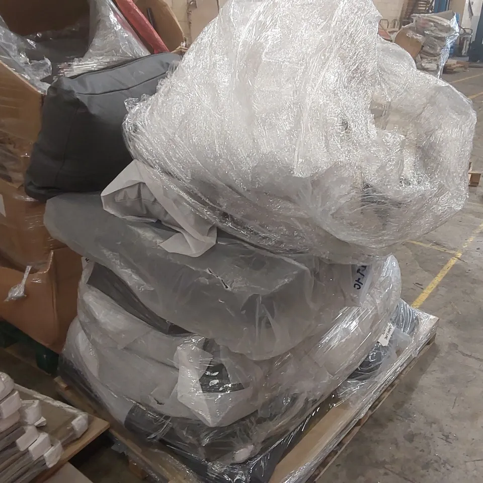 PALLET CONTAINING A LARGE QUANTITY OF ASSORTED FURNITURE PARTS INCLUDING: CHAIR PARTS ECT