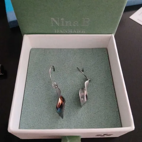 BOXED NINA B SWIRL DROP EARRINGS STERLING SILVER