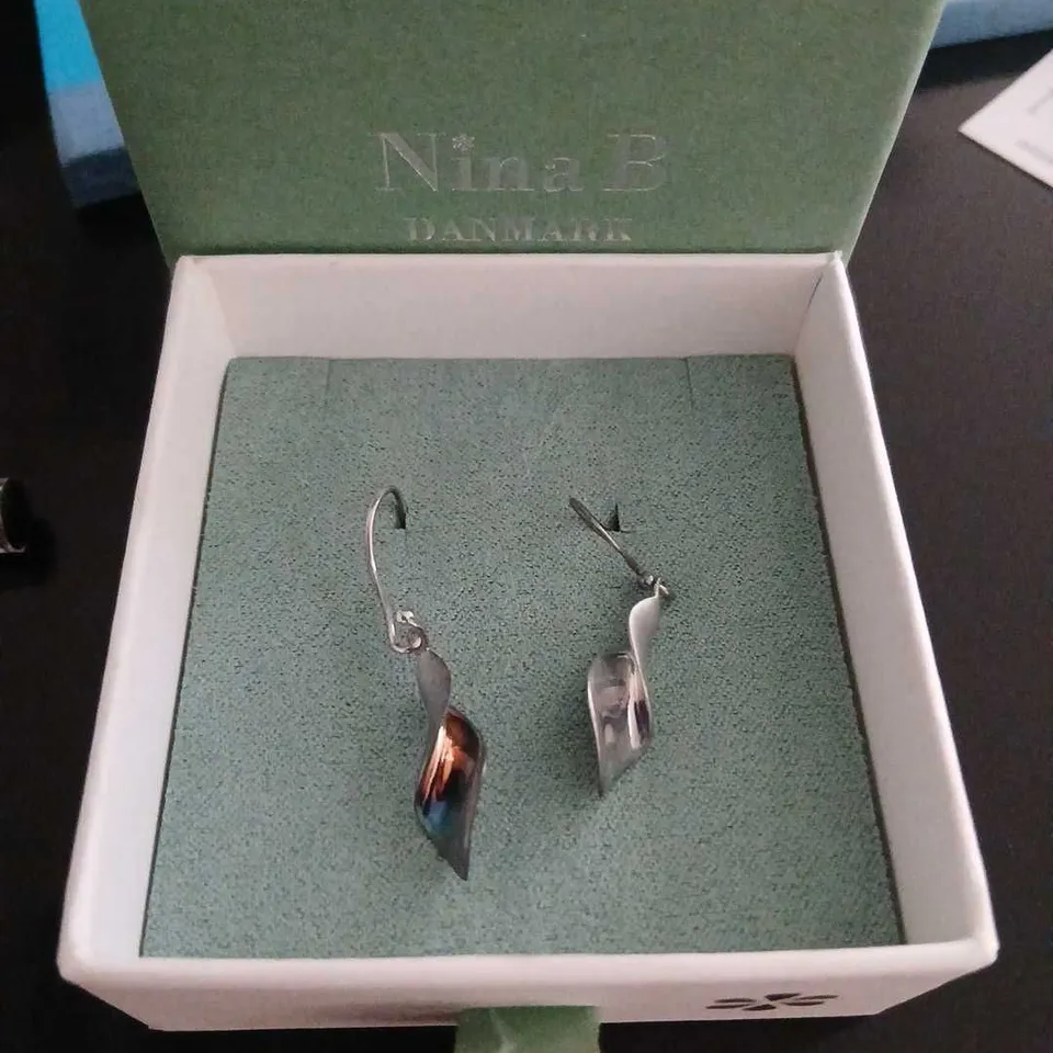 BOXED NINA B SWIRL DROP EARRINGS STERLING SILVER