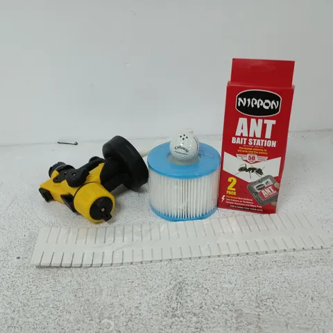 APPROXIMATELY 12 ASSORTED HOUSEHOLD ITEMS TO INCLUDE ANT BAIT STATION, CALLAWAY GOLF BALLS, FILTER, ETC