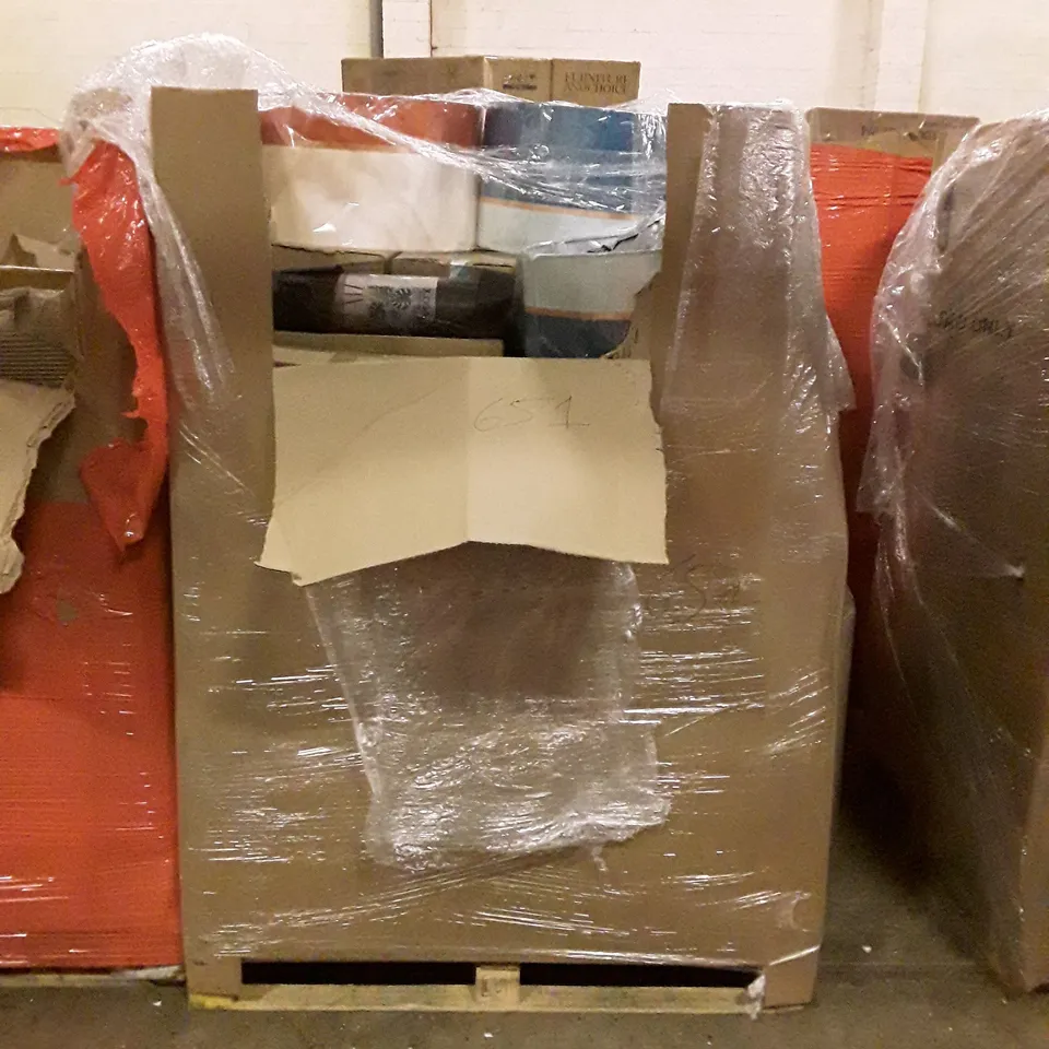 PALLET CONTAINING ASSORTED HOUSEHOLD PRODUCTS INCLUDING YOGA MATTS, LIGHT/LAMP SHADES ETC,