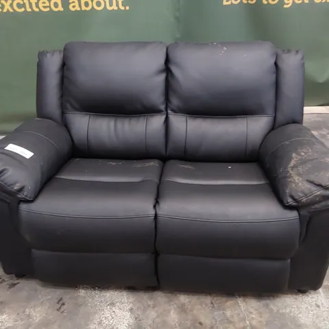 DESIGNER TWO SEATER SOFA BLACK FAUX LEATHER