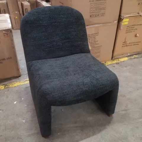 LUDWIG MODERN ACCENT BOUCLE SIDE CHAIR WITH WALNUT LEGS - BLACK