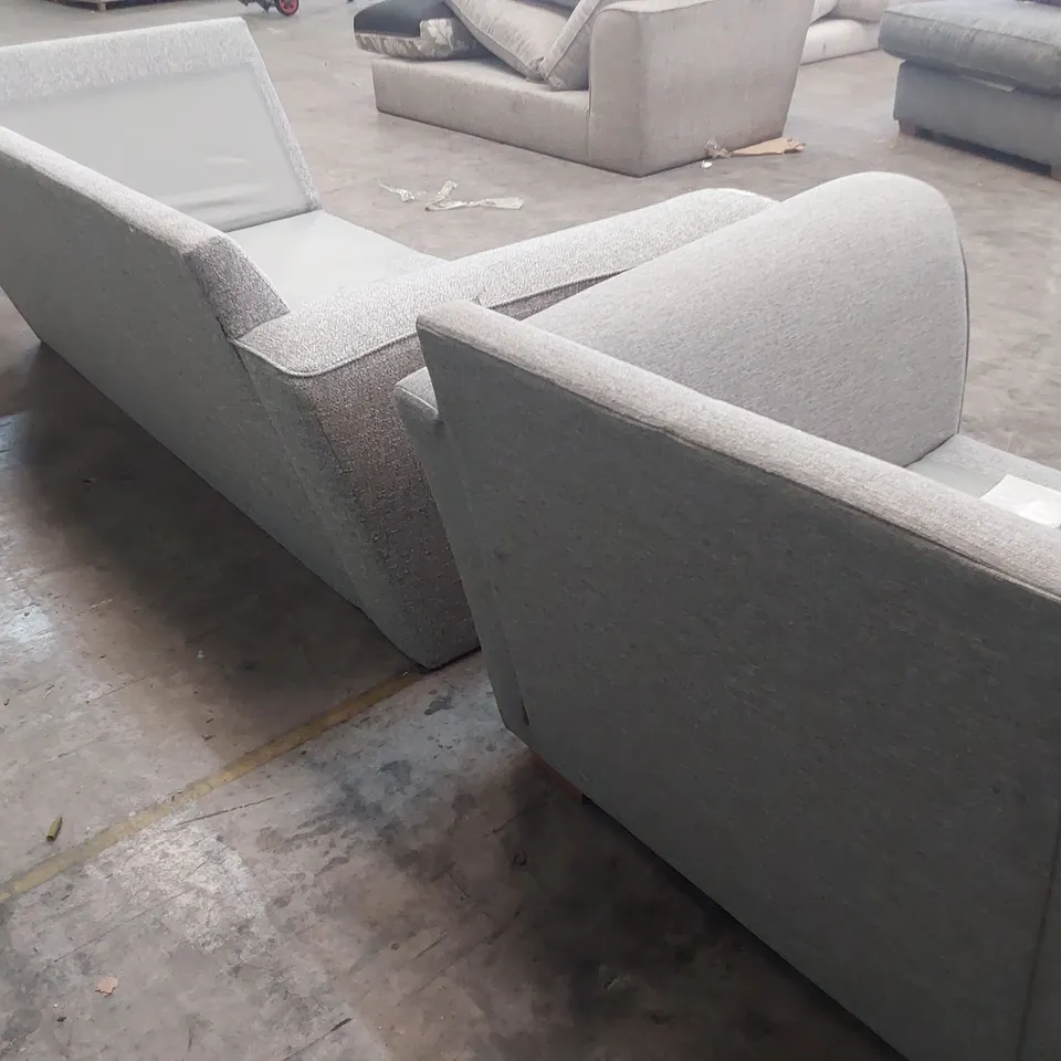 GREY FABRIC EASY CHAIR & TWO SEATER SECTION