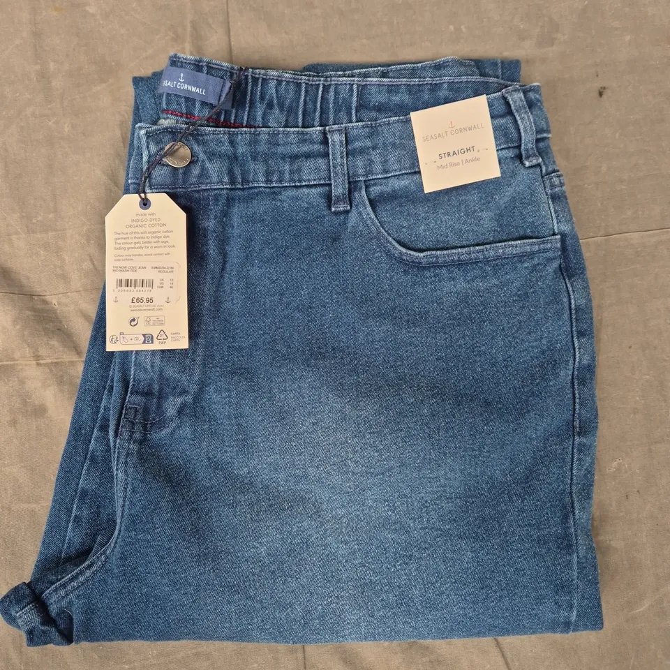 SEASALT CORNWALL RENOW COVE JEANS IN MID WASH TIDE BLUE SIZE UK 18