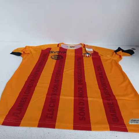 GIVOVA UE SANT ANDREU FOOTBALL SHIRT – ORANGE & RED STRIPES – UK 2XL (OFFICIAL LICENSED PRODUCT)