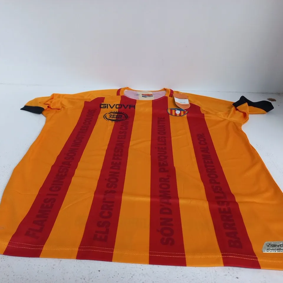 GIVOVA UE SANT ANDREU FOOTBALL SHIRT – ORANGE & RED STRIPES – UK 2XL (OFFICIAL LICENSED PRODUCT)