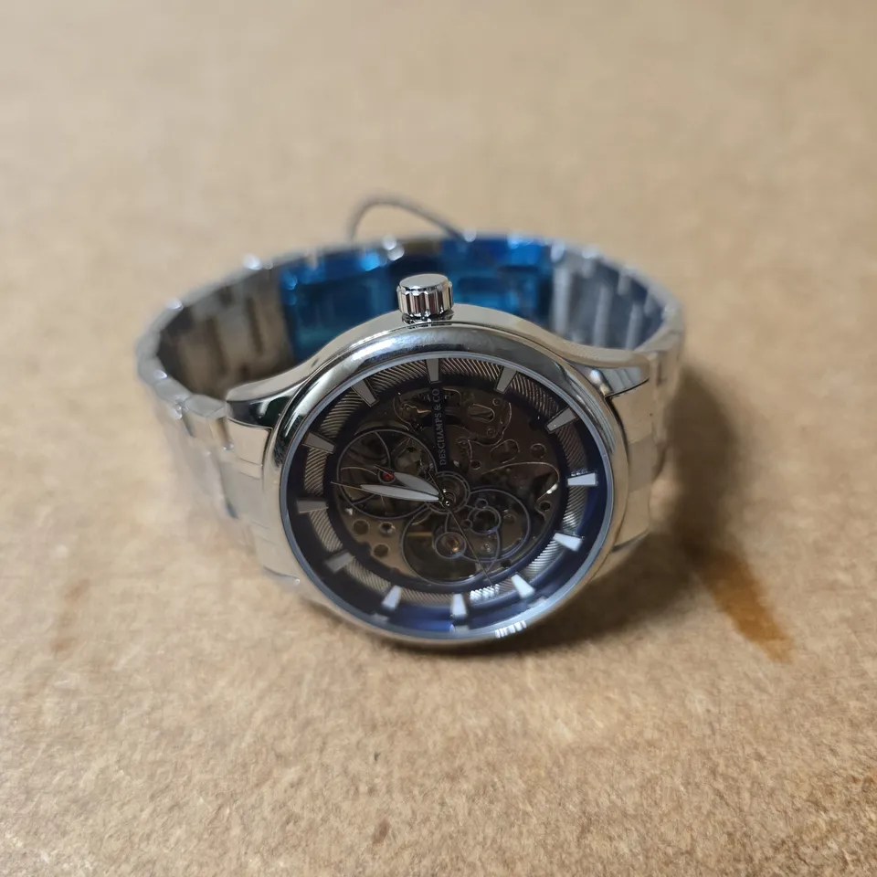 DESCHAMPS & CO SKELETON WATCH – STAINLESS STEEL BRACELET, BOXED 
