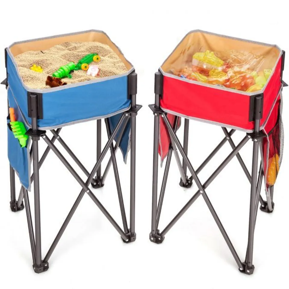 BOXED COSTWAY 2 PIECES FOLDING CAMPING TABLES WITH LARGE CAPACITY STORAGE SINK AND ANTI-SKID FEET