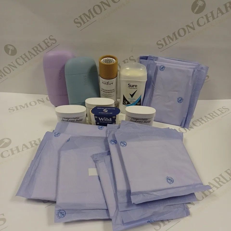 APPROXIMATELY 15 ASSORTED HYGIENE PRODUCTS TO INCLUDE FUSSY CASE & REFILLS AND PANTY LINERS