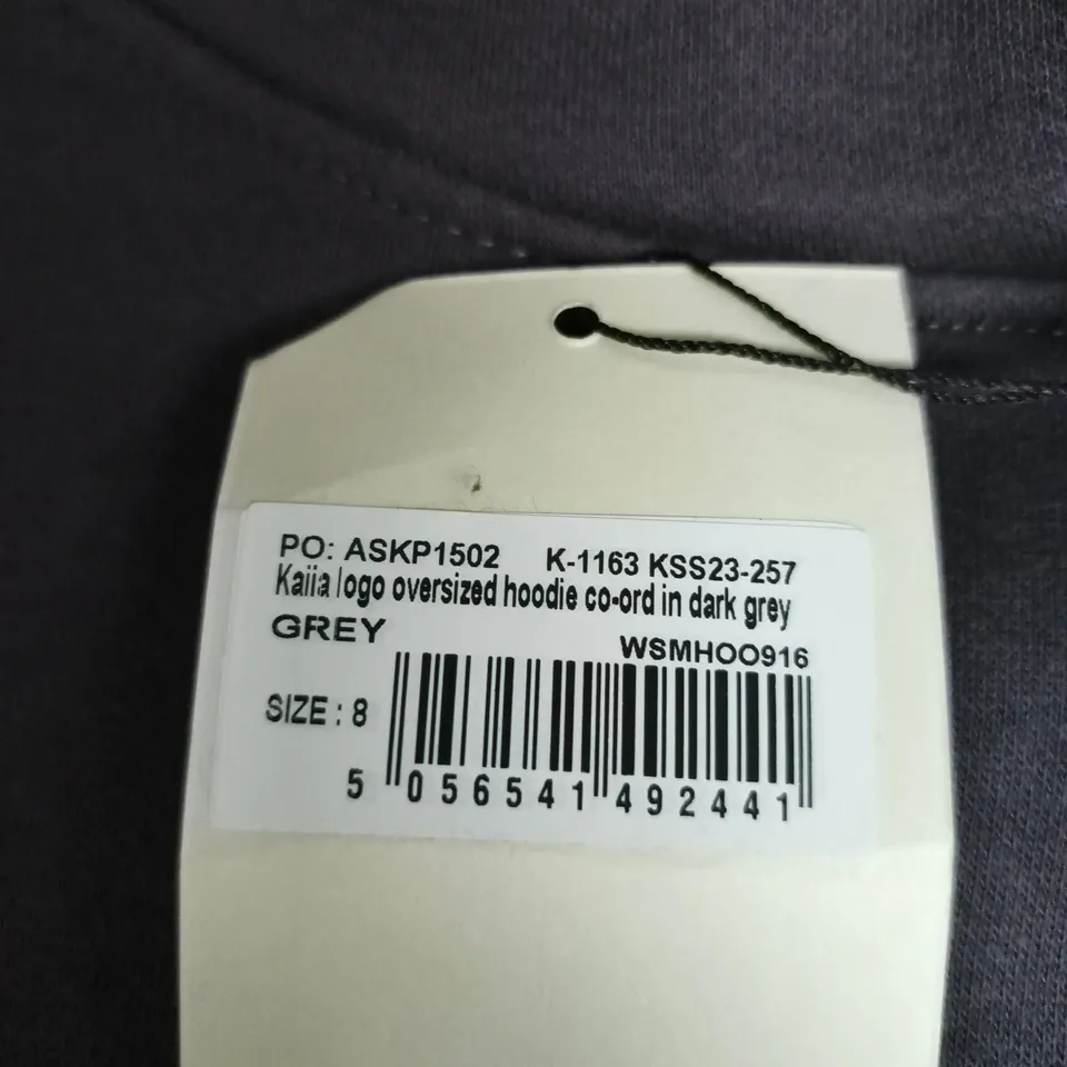KAIIA OVERSIZED LOGO HOODIE IN DARK GREY – UK 8 