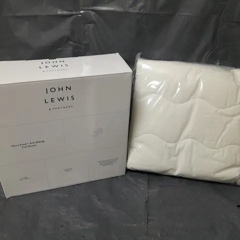 BOXED JOHN LEWIS & PARTNERS MICRO-FRESH ANTI-ALLERGY COT DUVET