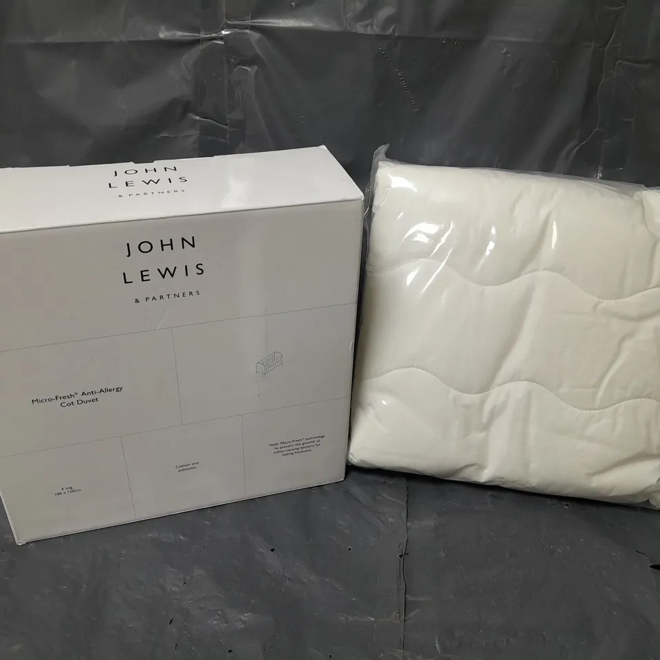 BOXED JOHN LEWIS & PARTNERS MICRO-FRESH ANTI-ALLERGY COT DUVET