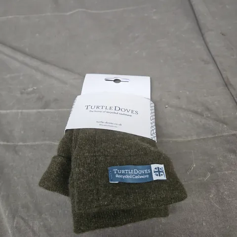 TURTLE DOVES CASHMERE FINGERLESS GLOVES, WOODLAND GREEN, O/S