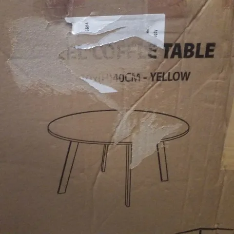 BOXED STEEL ROUND COFFEE TABLE 70CM - YELLOW