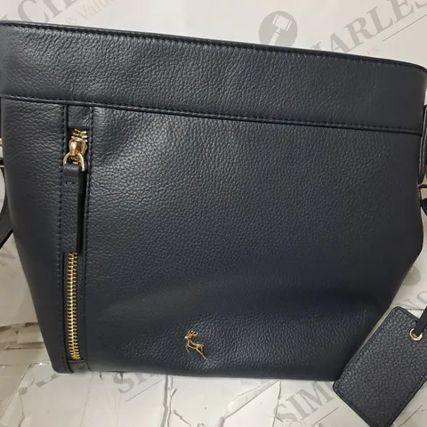 HANNA BUCKET LEATHER CROSSBODY BAG IN NAVY BLUE