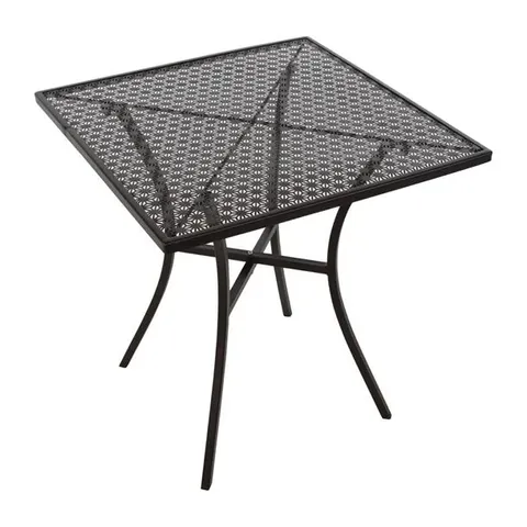 BOXED BOLERO BLACK STEEL PATTERNED SQUARE BISTRO TABLE 700X700MM