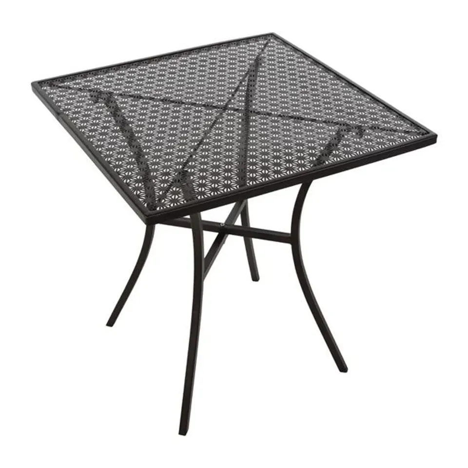 BOXED BOLERO BLACK STEEL PATTERNED SQUARE BISTRO TABLE 700X700MM