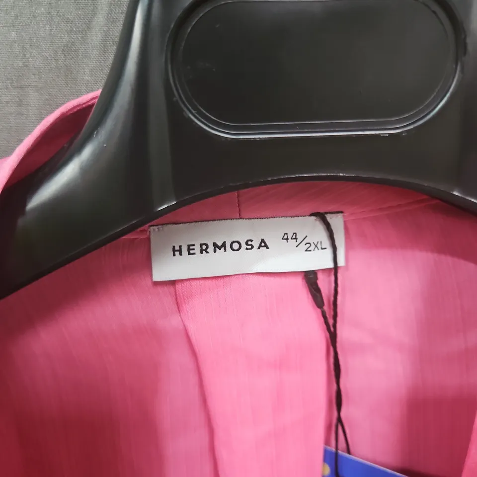 HERMOSA PINK WOMEN'S SATIN-STYLE BLOUSE – UK 18 (EU 44 / 2XL)