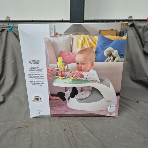 MAMAS & PAPAS BABY SNUG 2-STAGE FLOOR SEAT WITH PLAY TRAY – PEBBLE GREY (3M+)