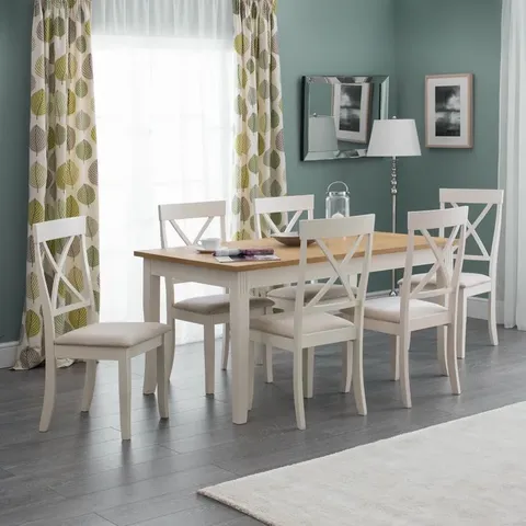 BOXED LARGE DINING TABLE - OAK/IVORY 