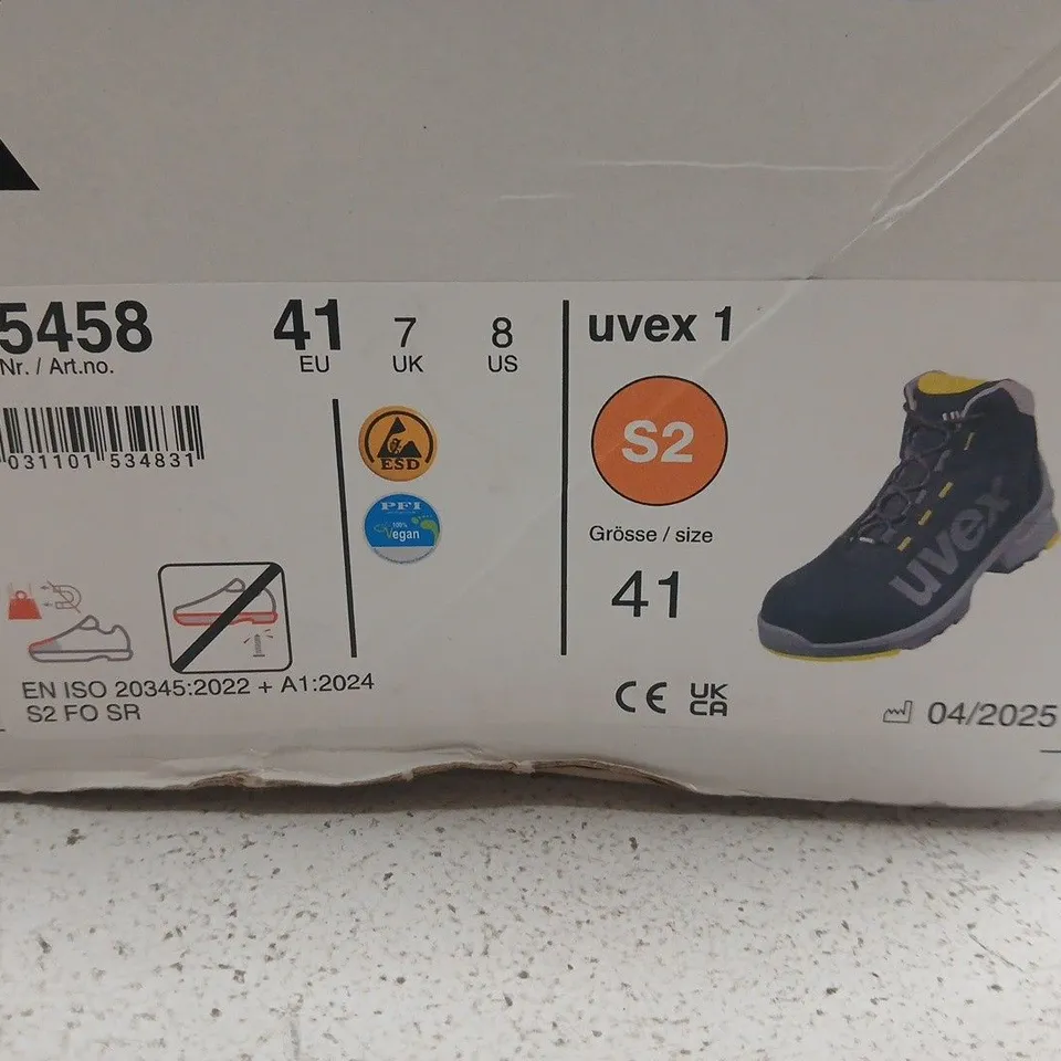 BOXED PAIR OF UVEX 1 S2 SAFETY BOOTS – UK 7