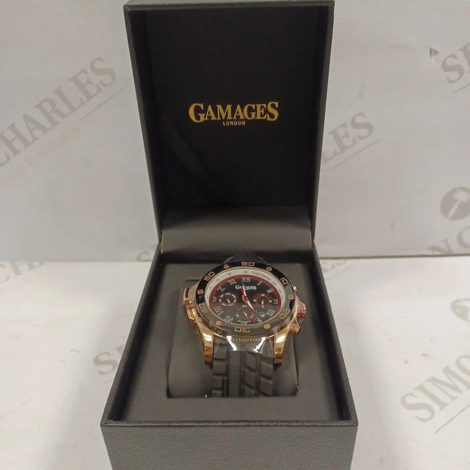 GAMAGES OF LONDON LIMITED EDITION HAND ASSEMBLED DRIVER AUTOMATIC ROSE GOLD WATCH RRP £705