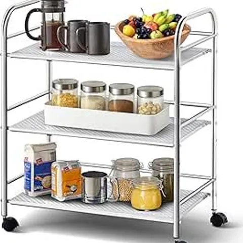 BOXED KITCHEN TROLLEY, 3 TIER STAINLESS STEEL UTILITY CART, KITCHEN ISLAND TROLLEY (1 BOX)