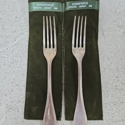 PAIR OF CHRISTOFLE STERLING ARGENT 925 DINNER FORKS