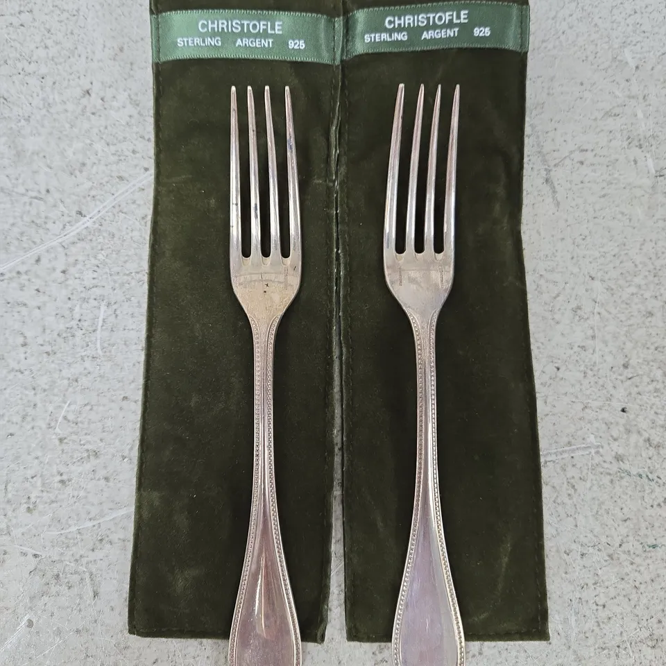 PAIR OF CHRISTOFLE STERLING ARGENT 925 DINNER FORKS