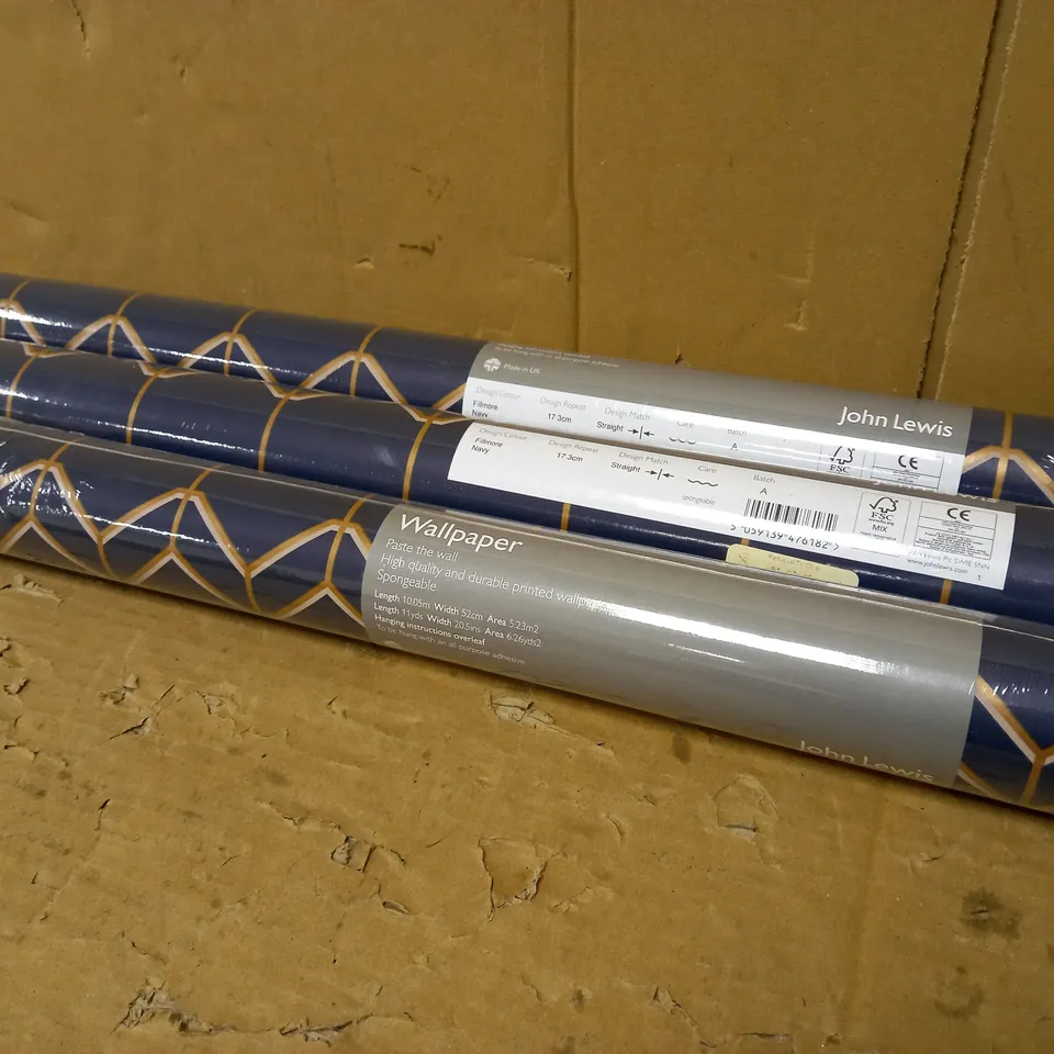 JOHN LEWIS FILLMORE NAVY WALLPAPER x3 