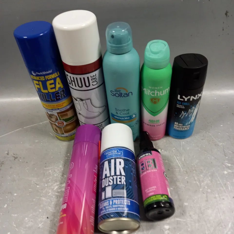 APPROXIMATELY 15 ASSORTED AEROSOLS TO INCLUDE LYNX DEODORANT, FLEA KILLER, AFTERSUN MIST ETC - COLLECTION ONLY 