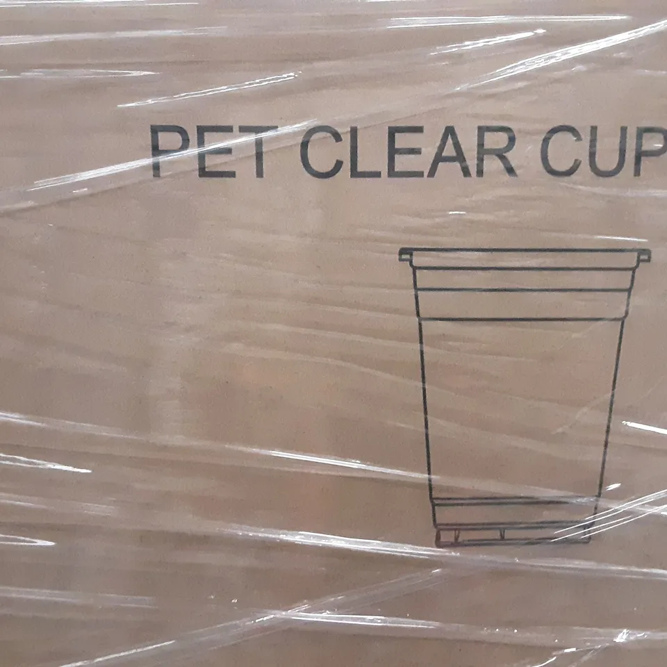 PALLET OF APPROXIMATELY 9 BOXES OF PET CLEAR CUPS & CLEAR LIDS