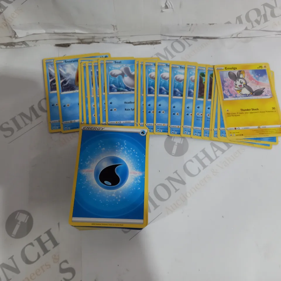 BOX OF APPROX 25 COLLECTABLE POKEMON TRADING CARDS